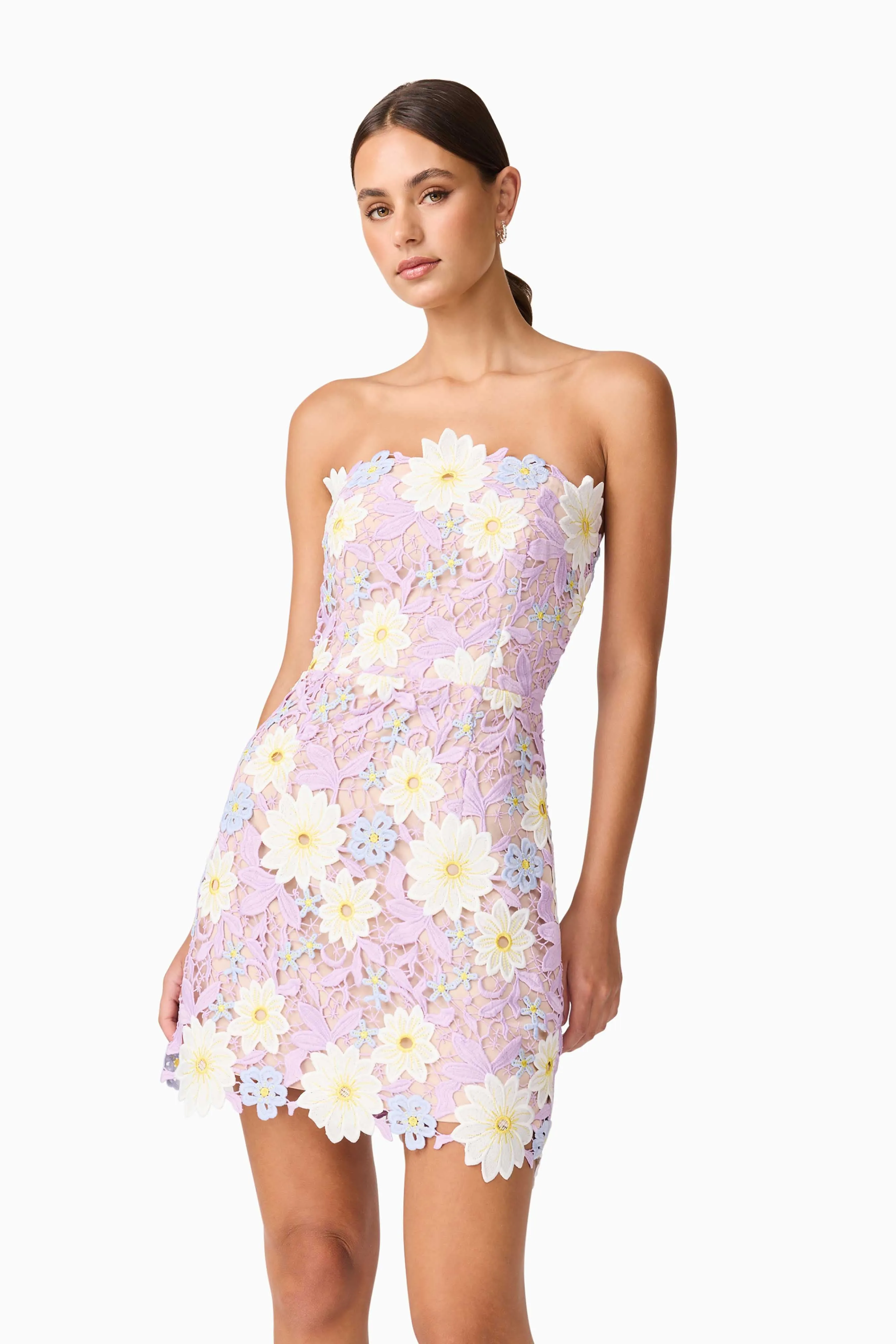 Elegant Layer Sigrid Strapless Mini Dress in Purple