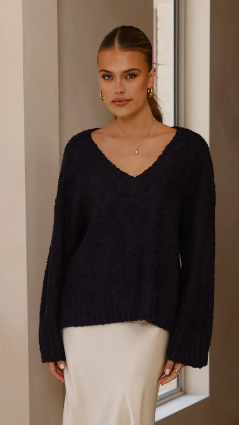 Silas Knit Top - Navy Ventilated Back Panel Versatile Fashion