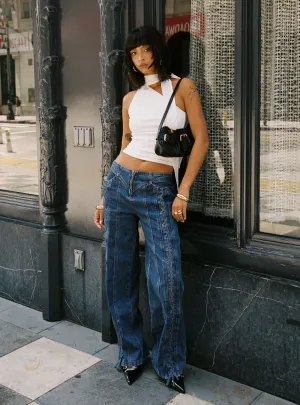 Day Dream Mid Rise Straight Leg Jeans Dark Blue Wash Selvedge Denim Family Style Slim