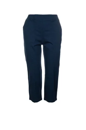 All-Purpose Wear Laser Cut Edges Mid Calf Pants | INDIGO | 6816C1
