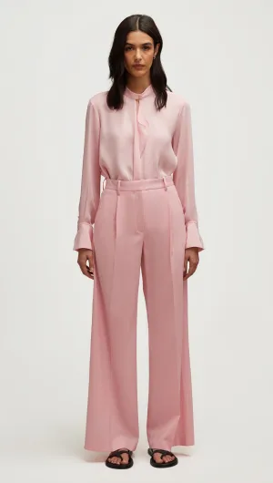 Single Pleat Trouser in Seasonless Wool | Soft Pink Secure fit