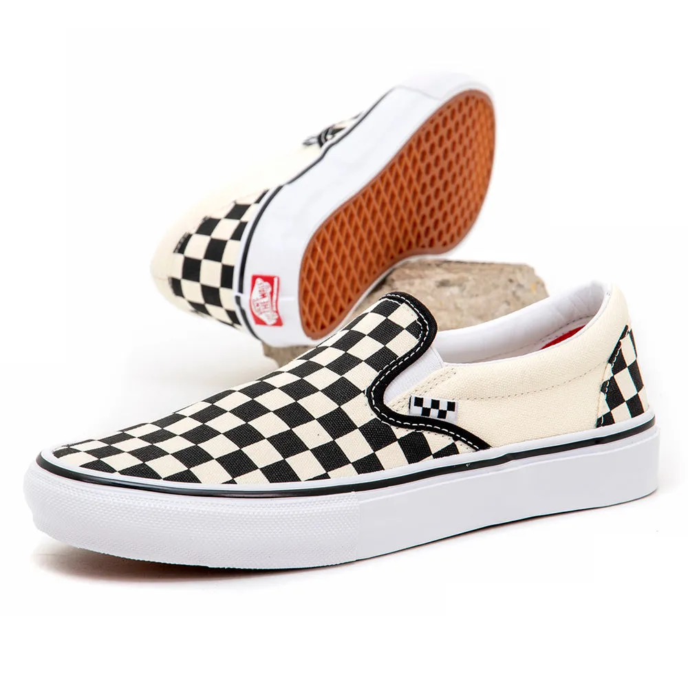 Skate Slip-On (Checkerboard) Black / Off White VBU Ventilated Mesh Sunny Walks