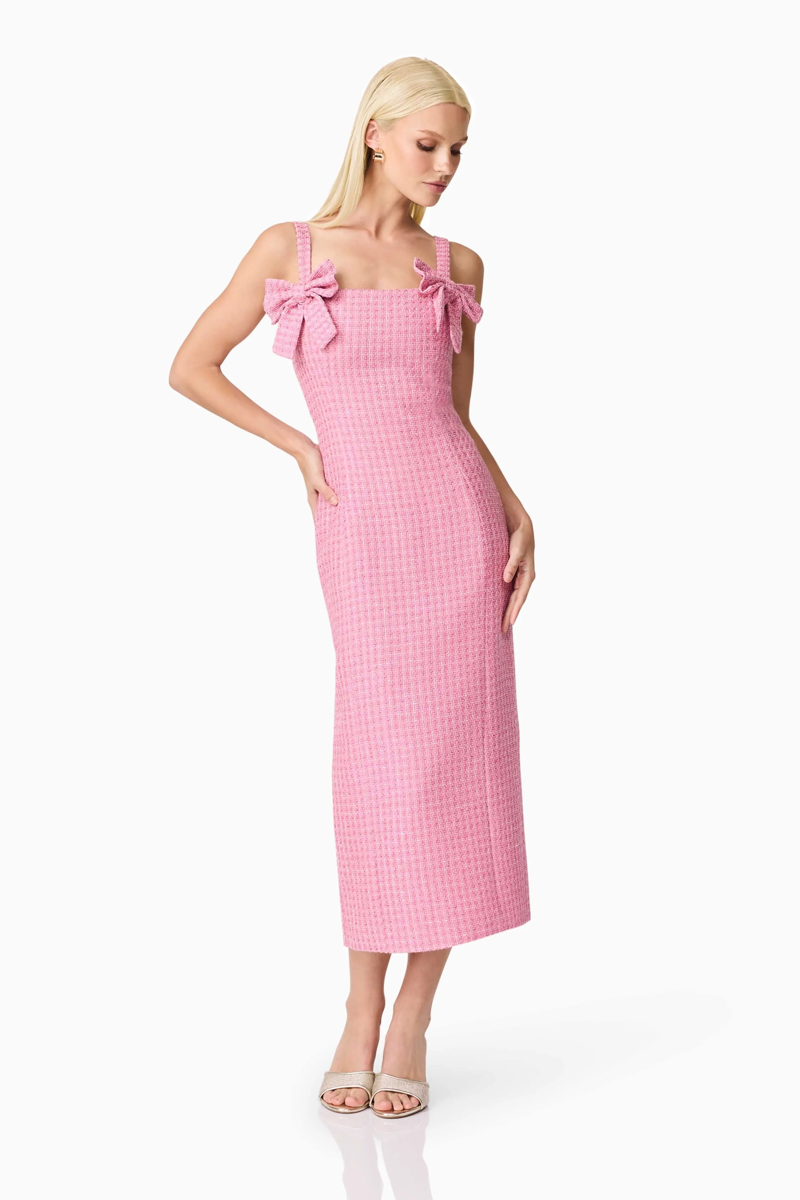 Layer Ready Alia Fitted Midi Dress In Pink