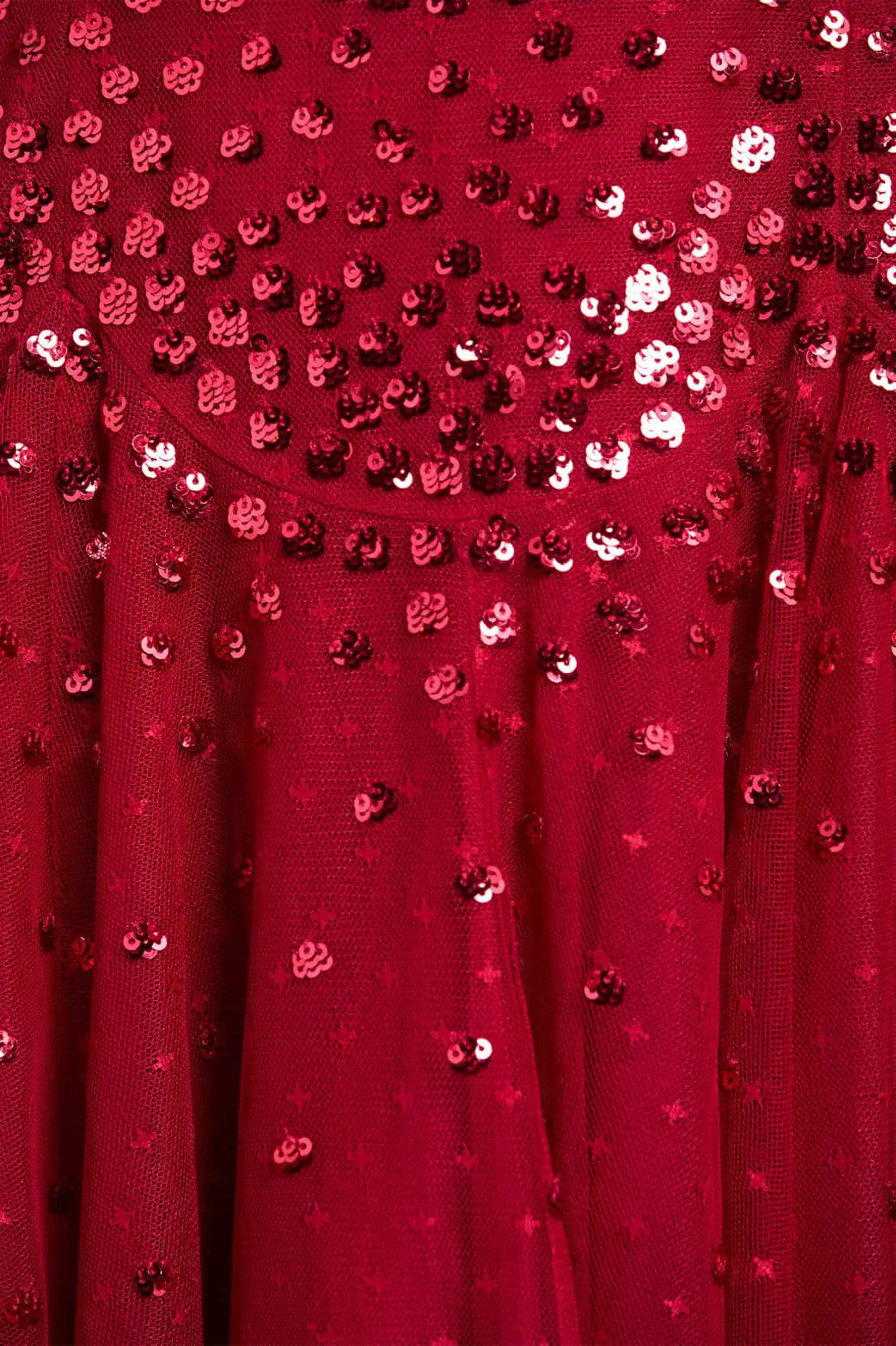 Calm Shine Cozy Wear Scallop Sequin Round Neck Micro Mini Dress