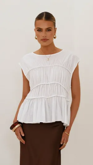 Evelyn Top - White Aura Core Recycled Polyester