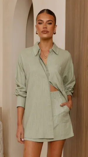 Charla Button Up Top - Sage QuickReleaseFastenings