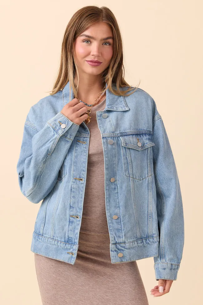 Chill Proof Style Solange Medium Wash Oversized Denim Jacket