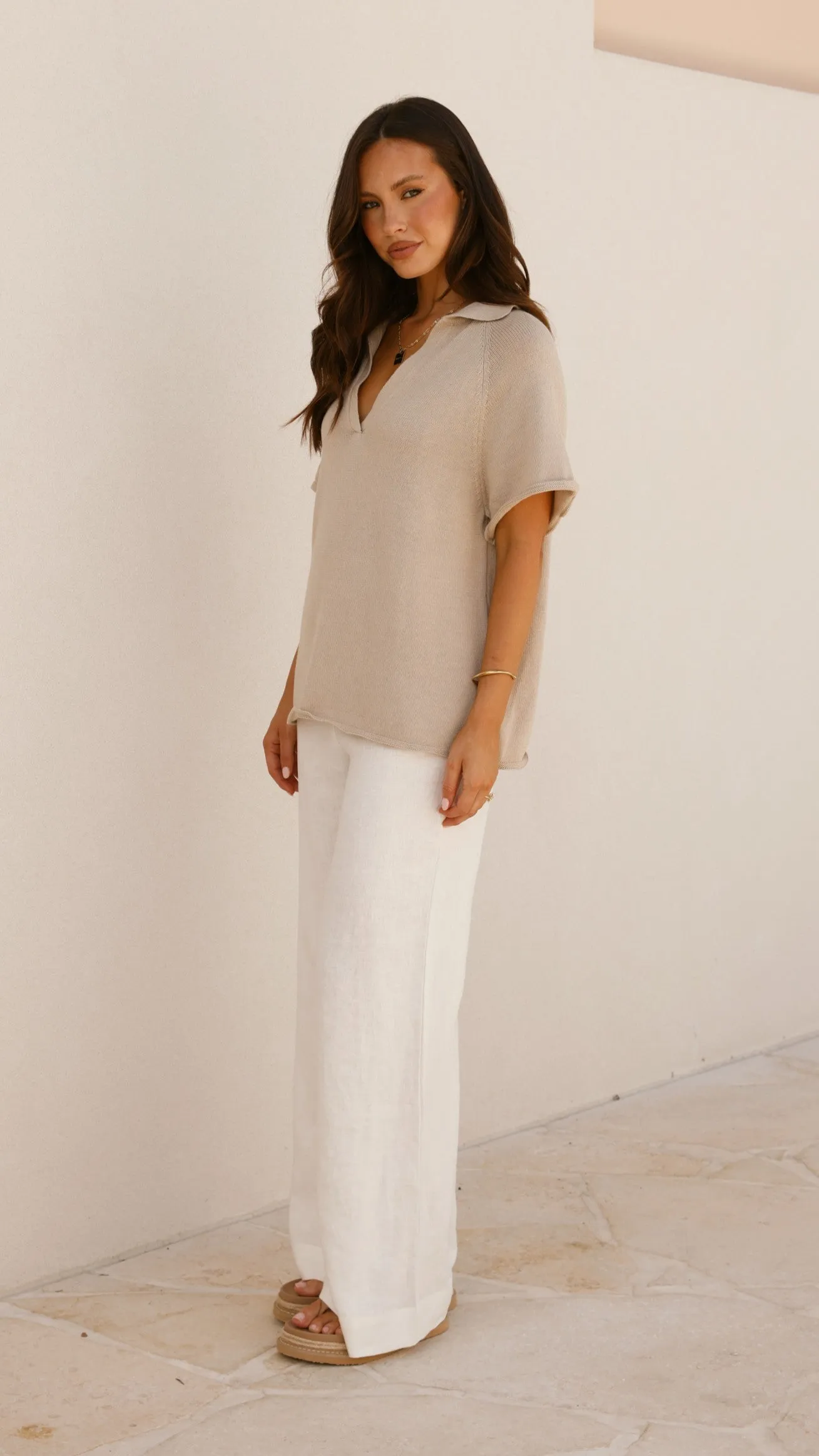 AntiStaticLining Marza Knit Top - Oatmeal