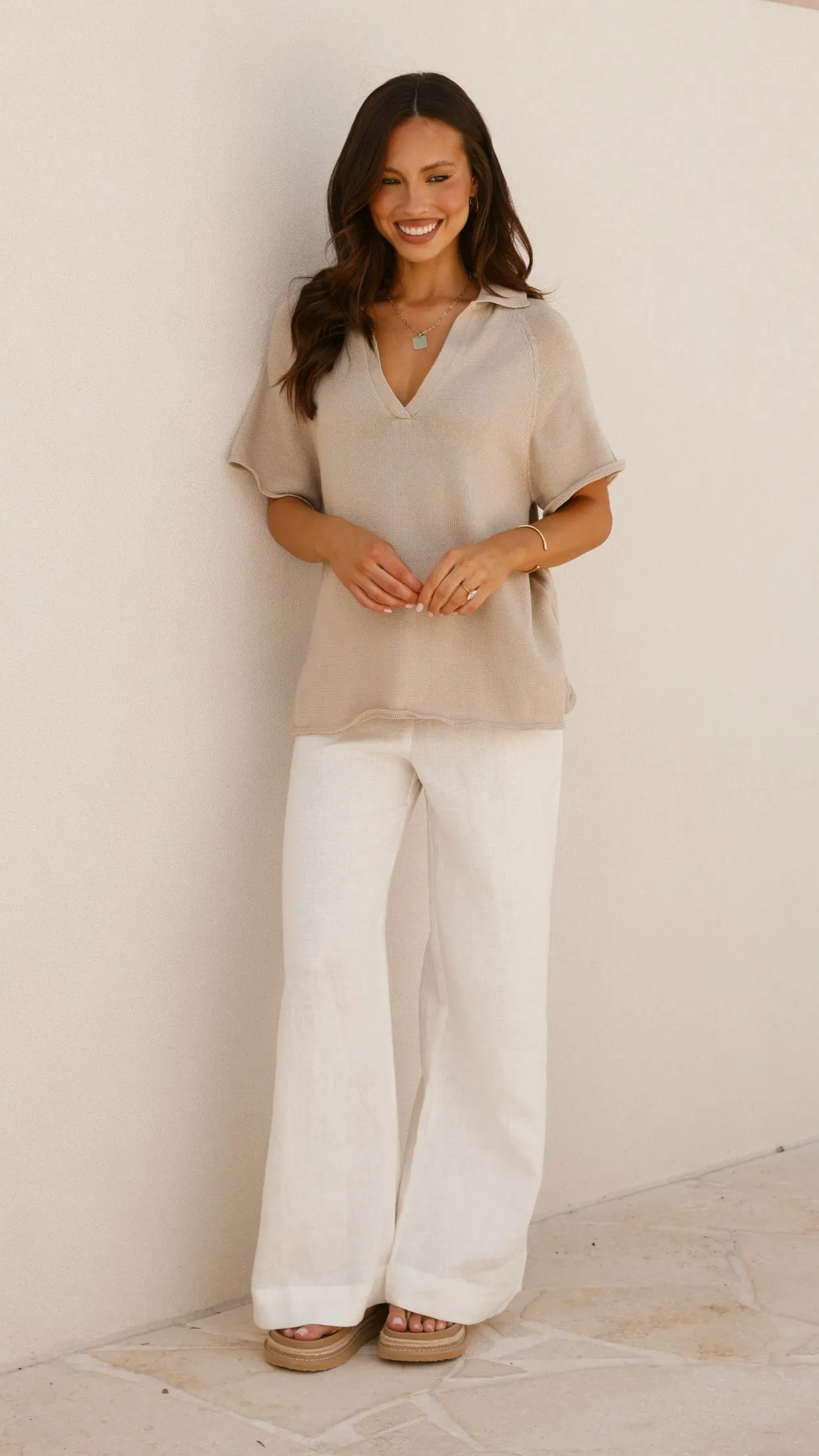 Chic Skirt Marza Knit Top - Oatmeal