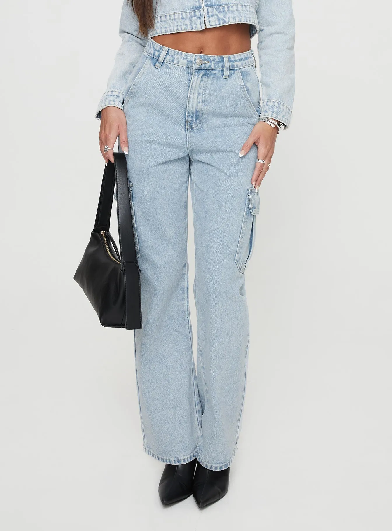 Belgrove Cargo Jeans Snow Wash Denim Colorfast Dyeing Method Multi Pocket Design