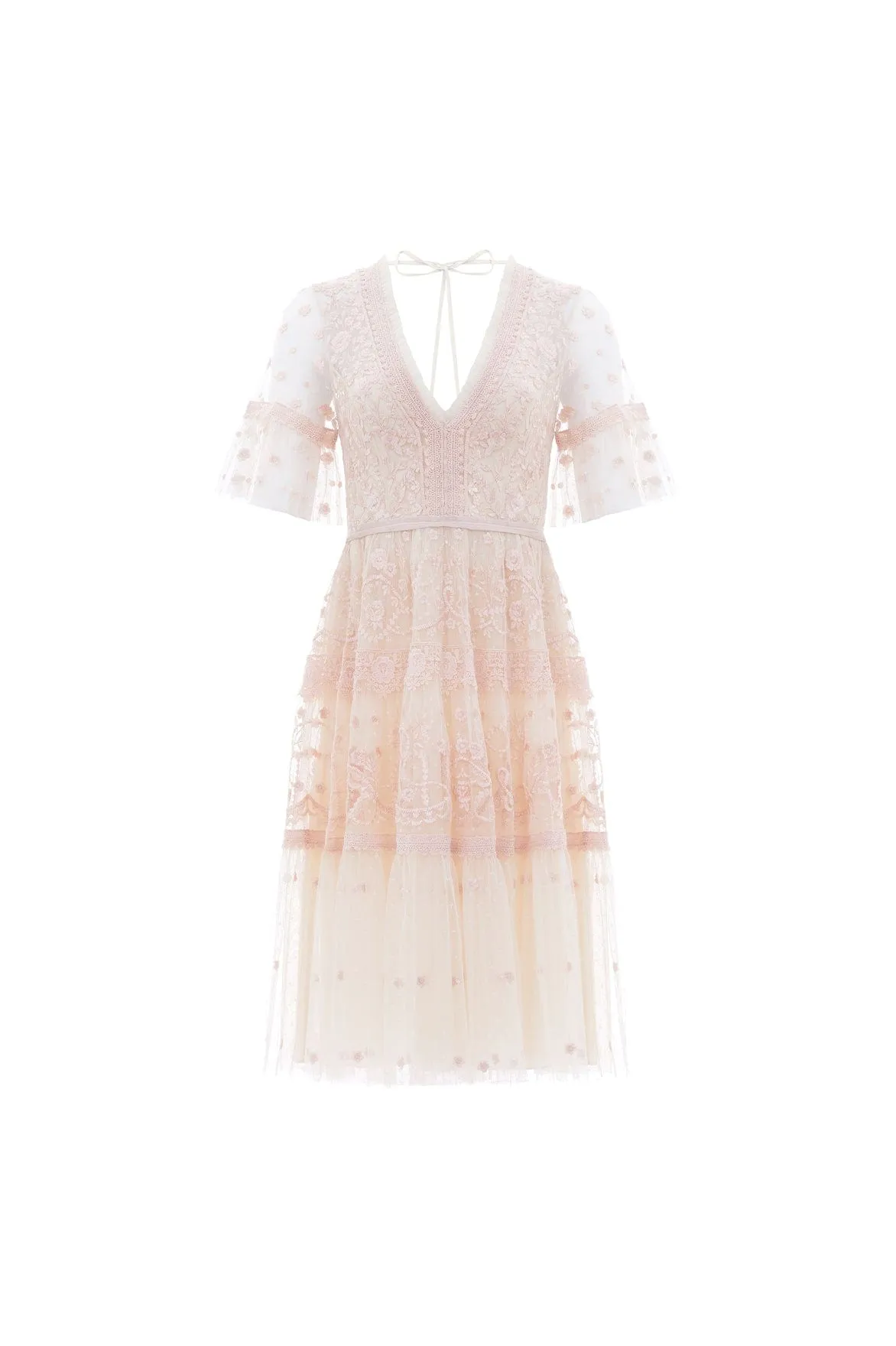 Fall Layer Beaded-Edge Midsummer Lace Dress