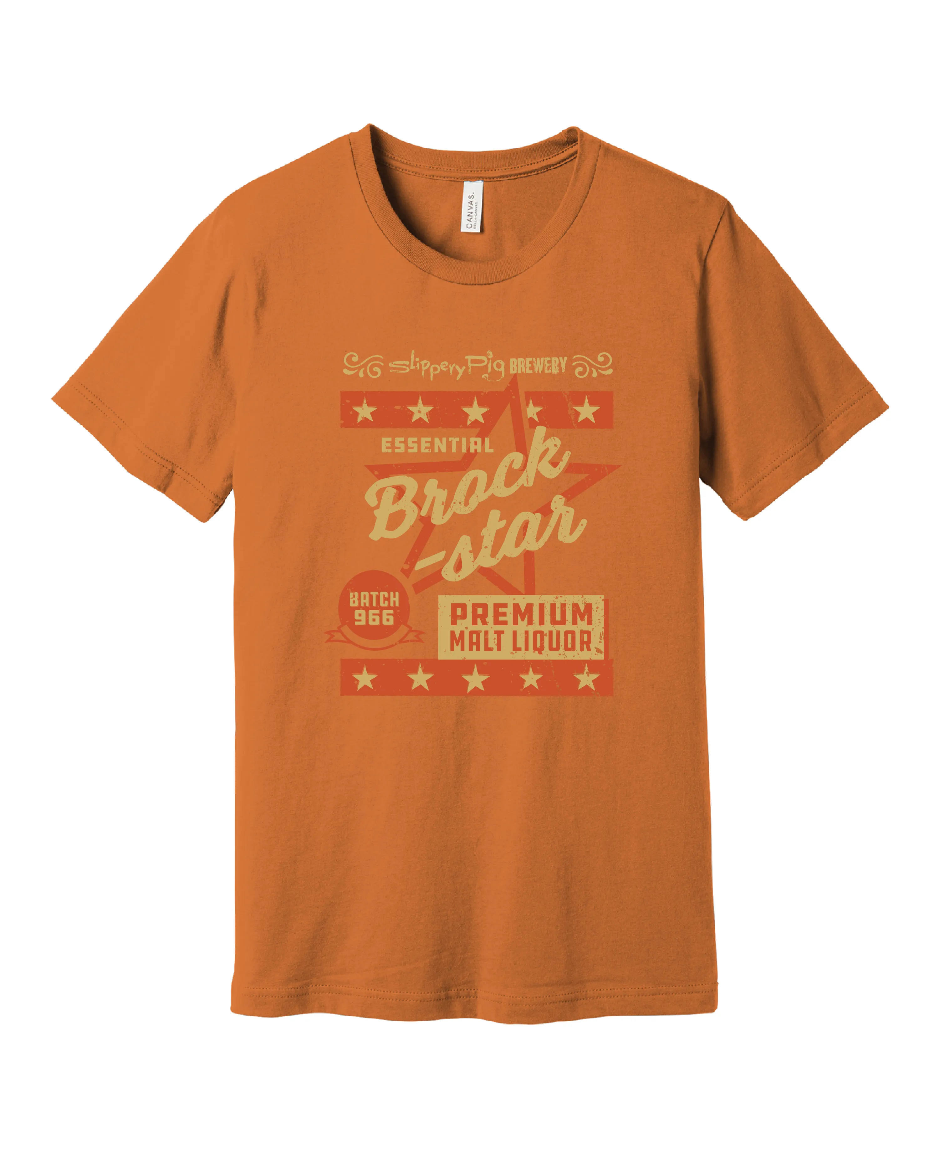 Slippery Pig ?? Brockstar Tee ?? Orange RibbedNeckBanding weekday wear