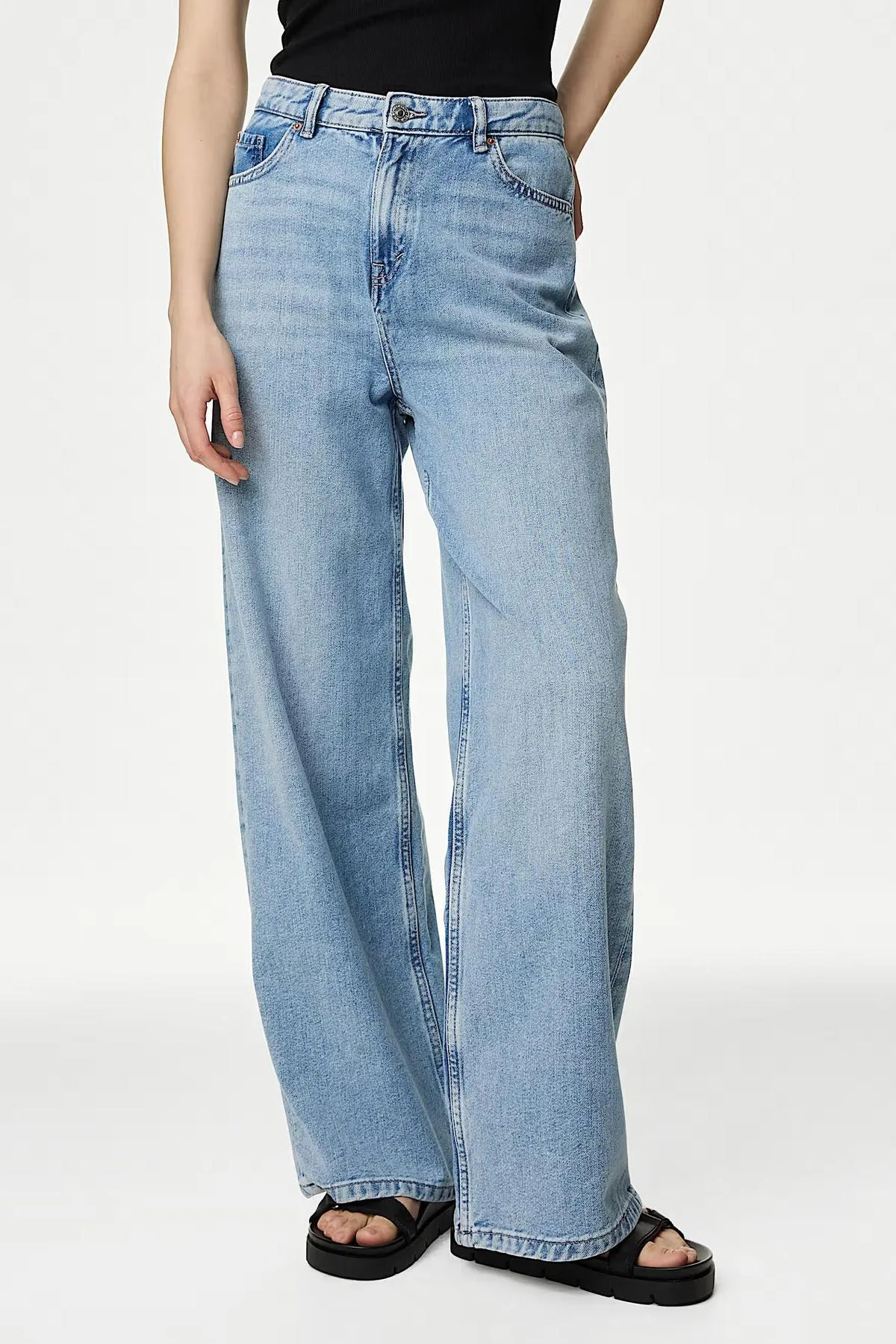 Slouchy Wide Leg Jeans Street Fashion Casual Winter Warmth