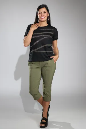 Ultra Soft Texture Mid Calf Pants | THYME | 6721C1