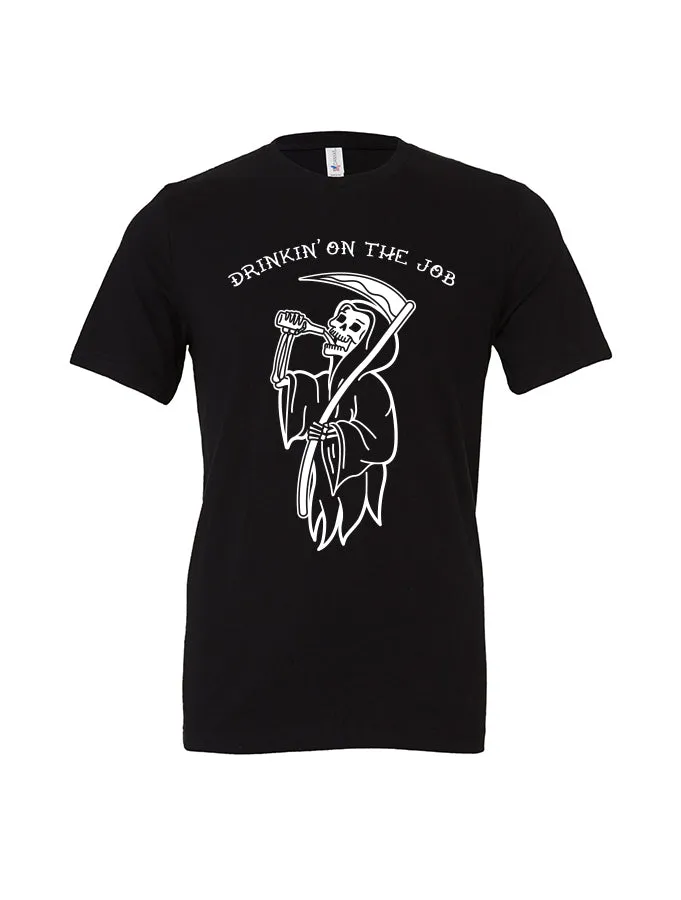 Drinkin' On The Job ?? Unisex T-Shirt V neck Stretch Design