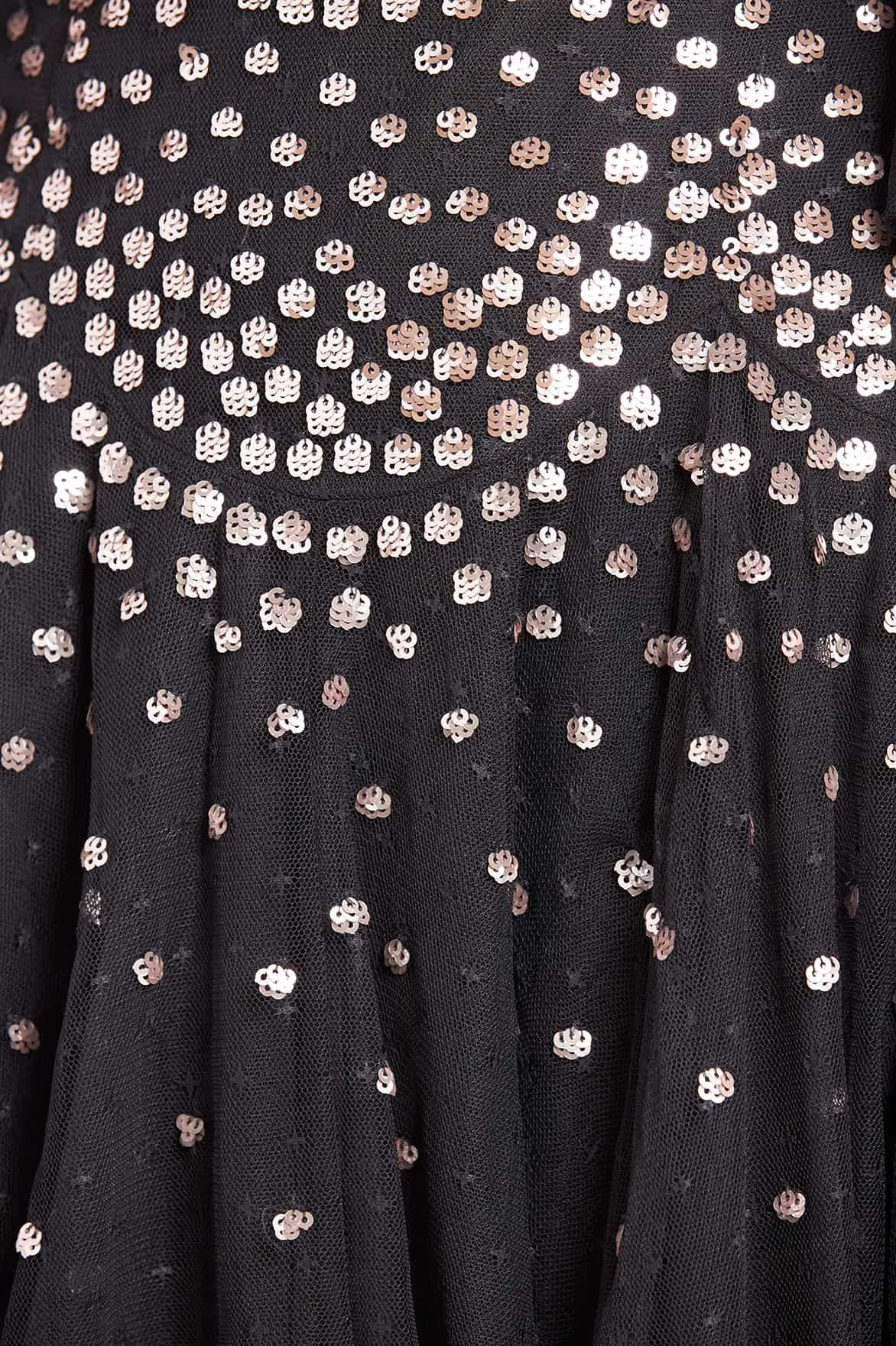 Relaxed Style Vibrant Movement Scallop Sequin Round Neck Micro Mini Dress