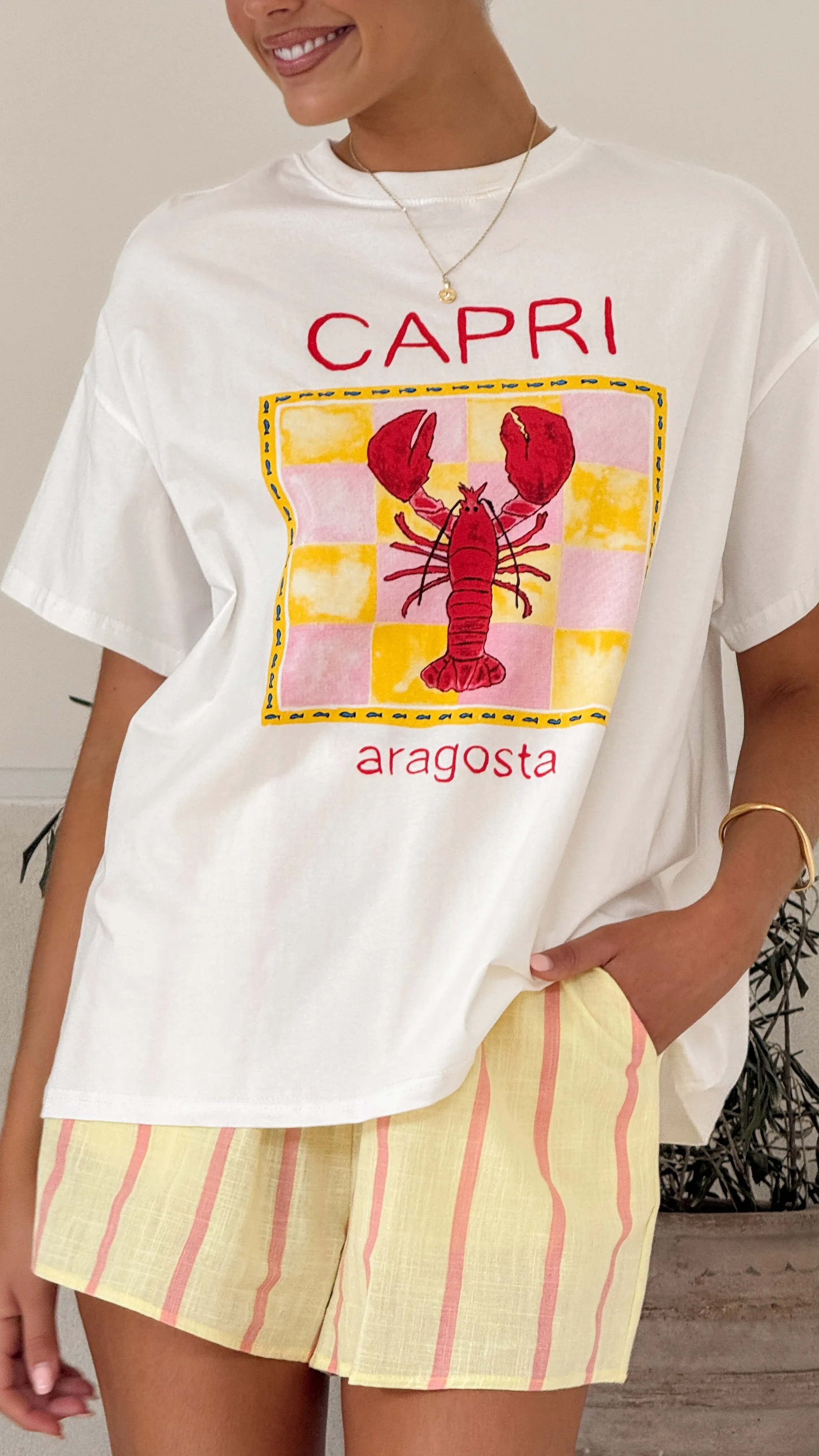 Capri Top and Shorts Set - White/Yellow Fashion Core One-Piece Wear