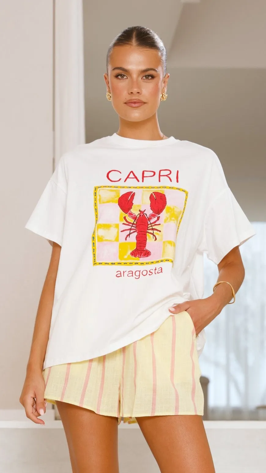 Capri Top and Shorts Set - White/Yellow fresh start