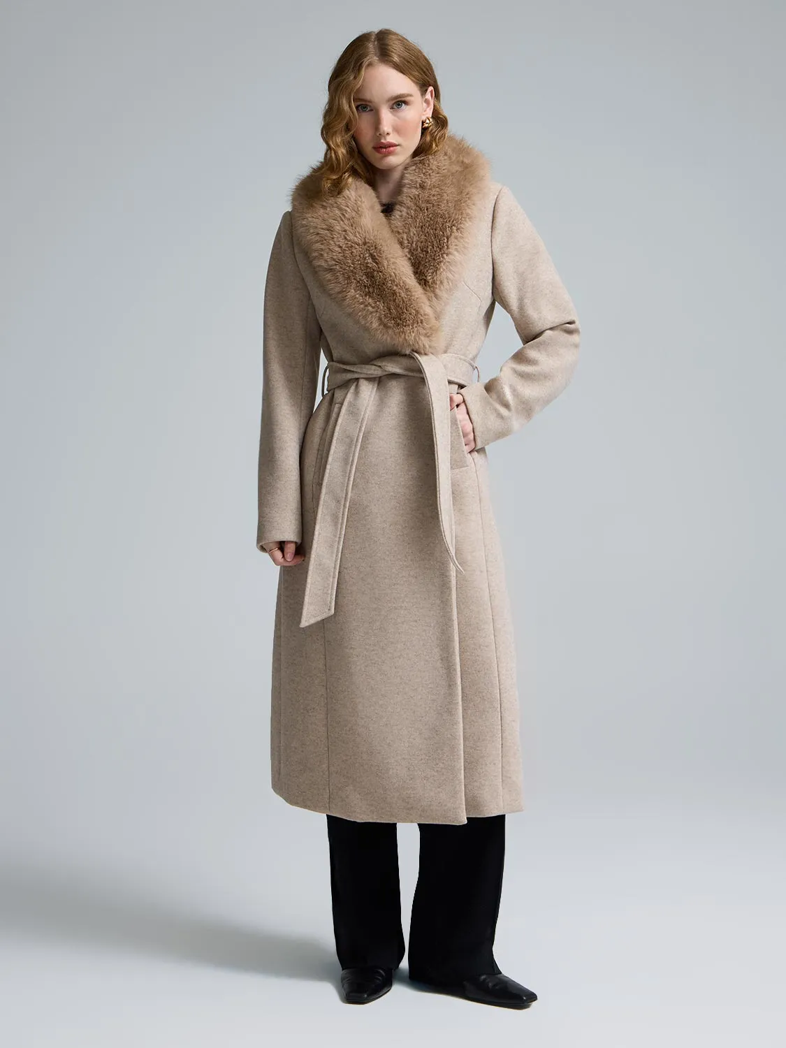 Relaxed Layers MultiAngleVentilation Faux Fur Collar Wrap Coat