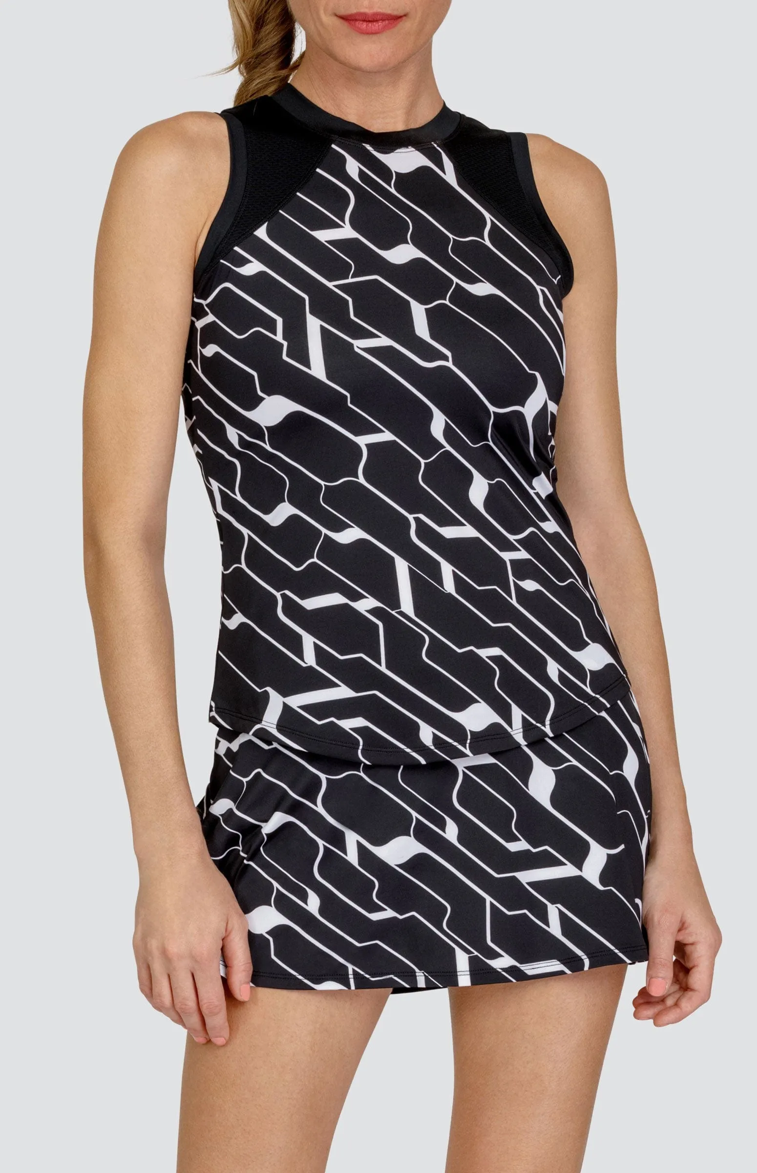 Soft Waistband Light Layers Paz Tank - Cascade Geo Onyx - FINAL SALE