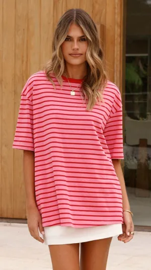Jeto Oversized Tee - Pink/Red QuickDry Activewear