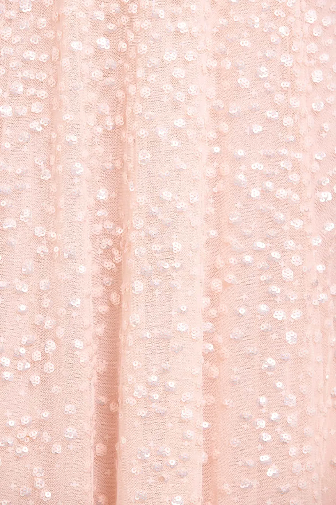 Dappled Sequin Long Sleeve Ankle Gown Neutral Mood