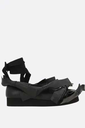 ballet flat in smooth leather with bows Comfort Socks