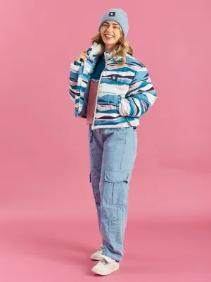 Quick Dry Fabric Wren Retro Pattern Cropped Puffer Coat