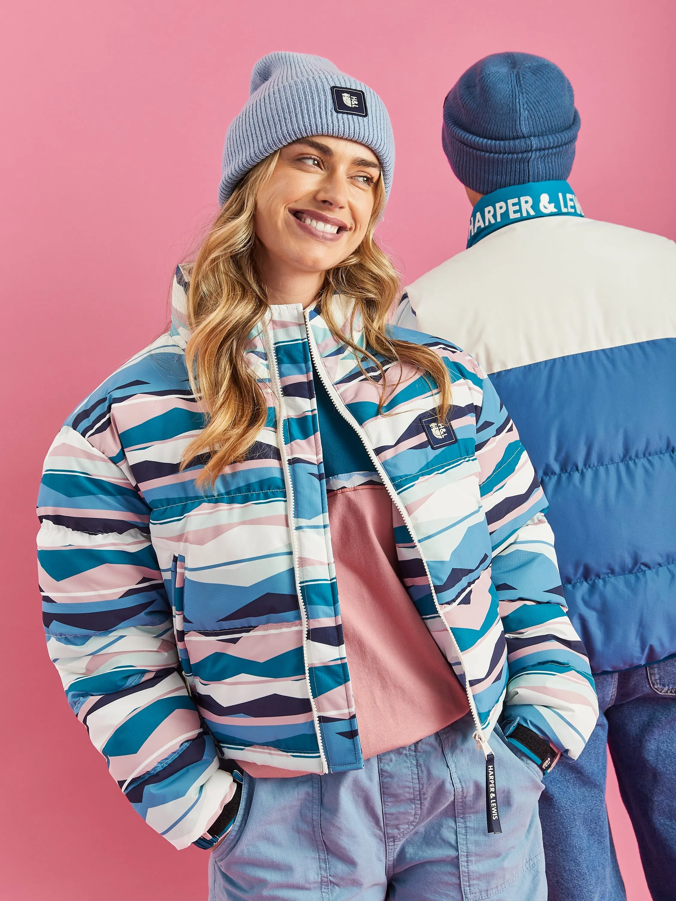 Wren Retro Pattern Cropped Puffer Coat Lightweight Windbreaker Tech