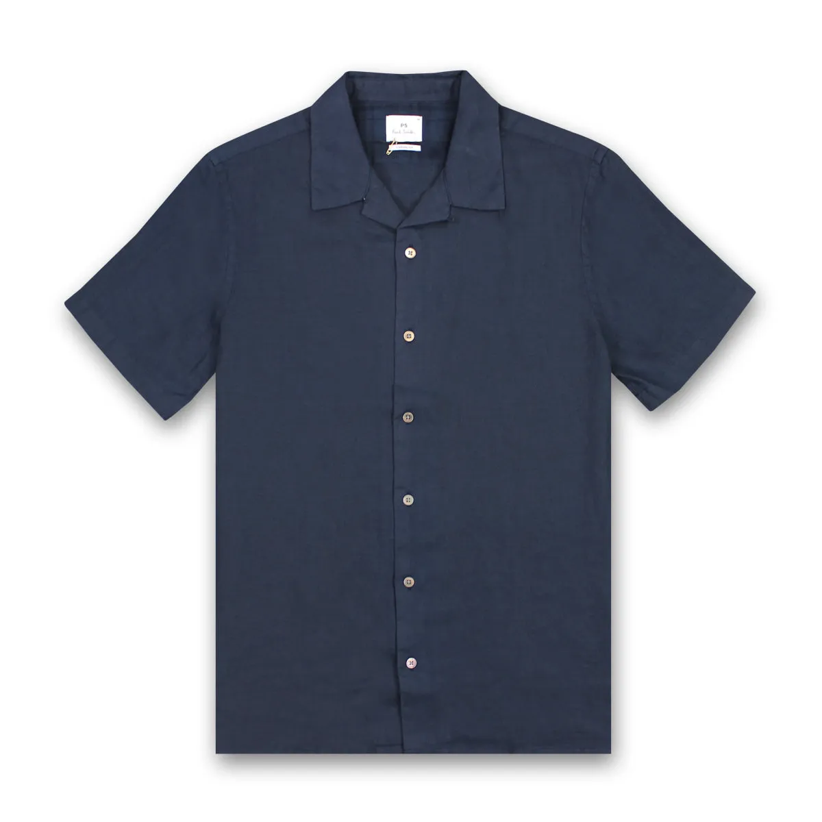 PS Paul Smith - Casual Fit SS Linen Shirt in Navy Soft Cotton Feel Feminine Appeal