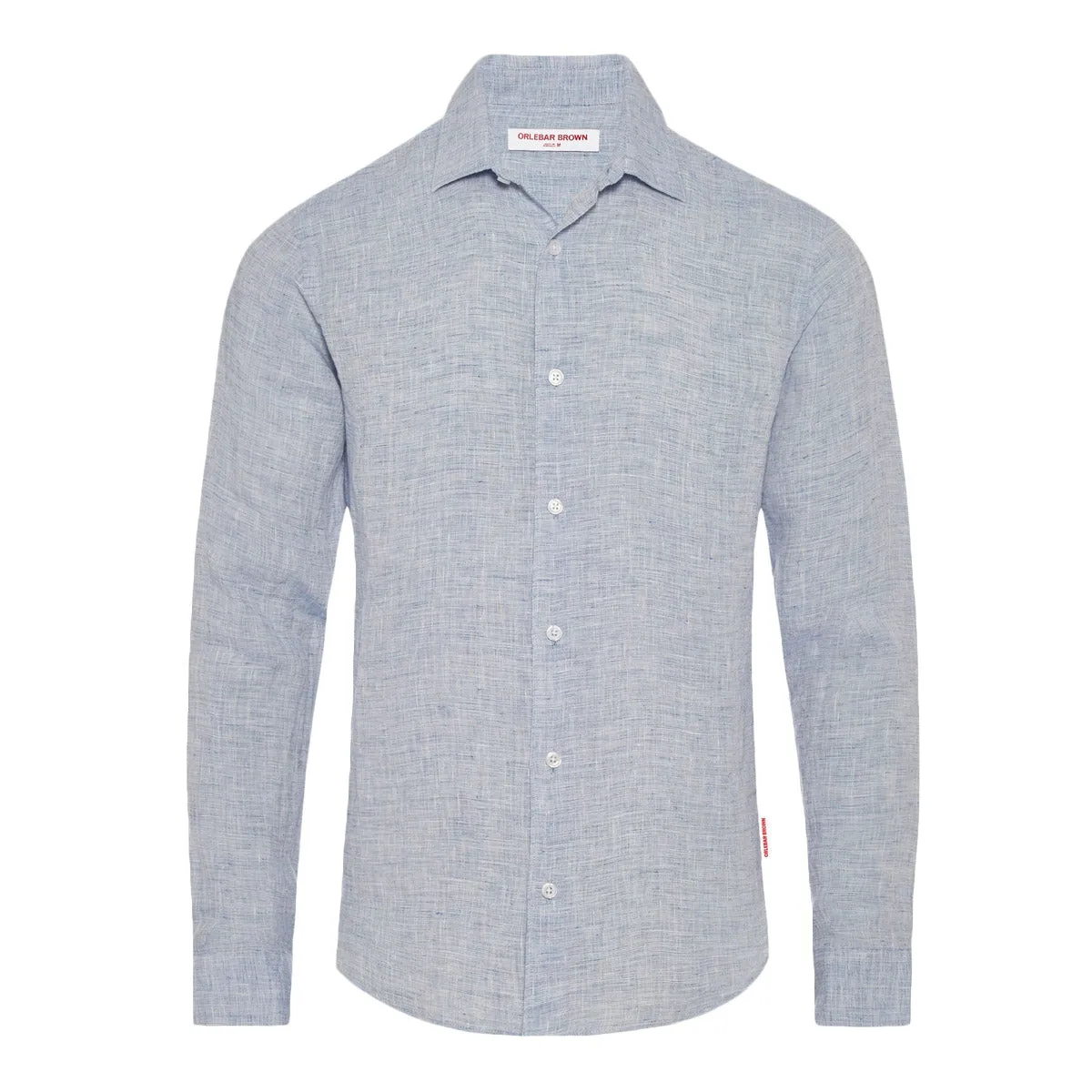 Orlebar Brown - Giles Linen Shirt in Navy/White Low Environmental Impact