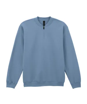 Yarn Dyed Fabric Base Coverage Softstyle Midweight Quarter Zip Sweatshirt | STONE BLUE