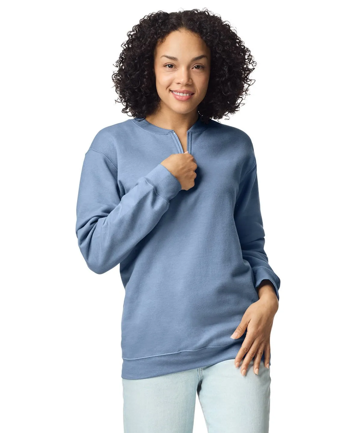 Softstyle Midweight Quarter Zip Sweatshirt | STONE BLUE Seasonal Wear