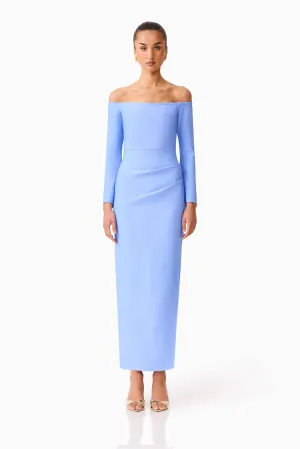 Clean Aesthetic Sonya Long Sleeve Midi Dress in Blue