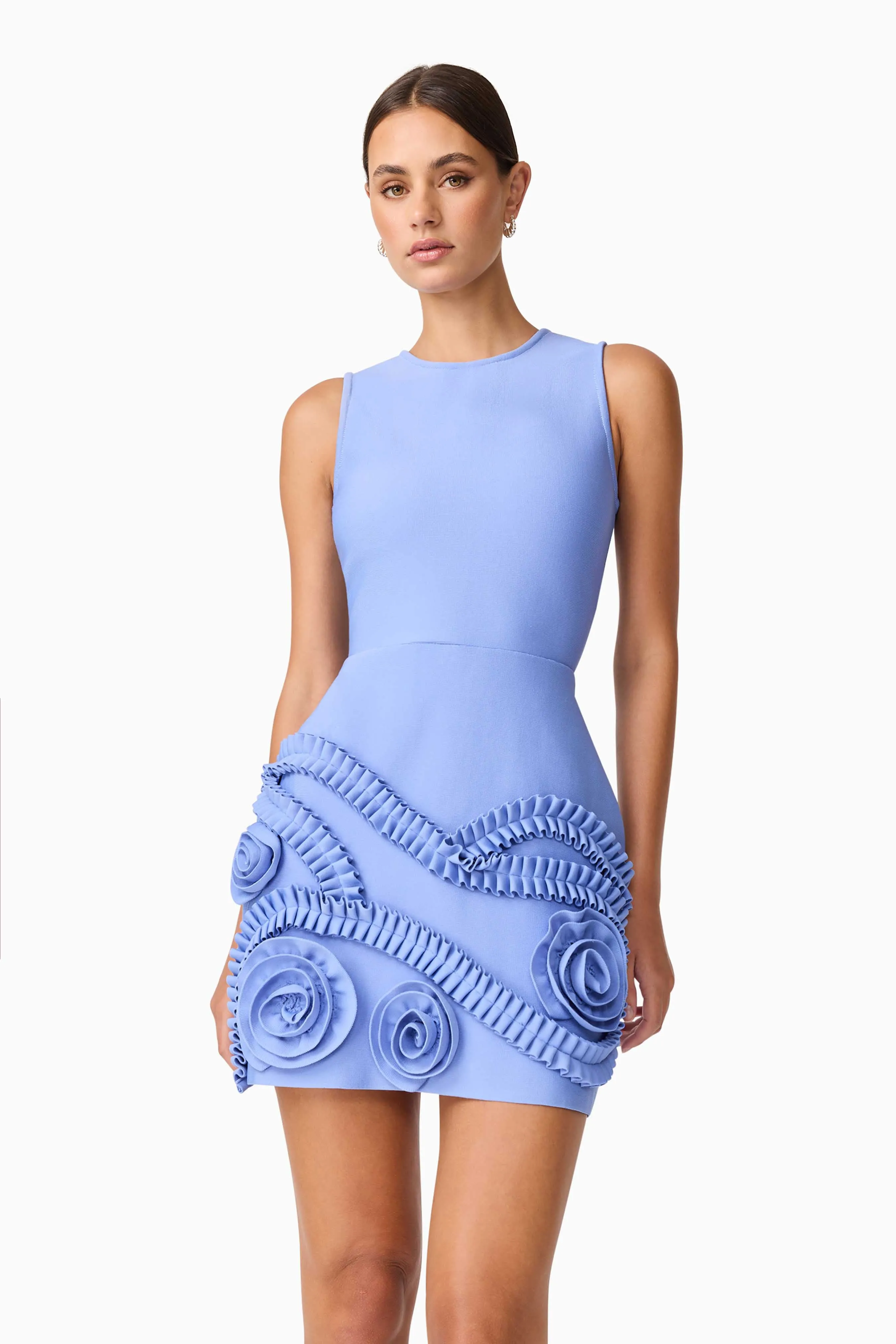 Calm Grace Pure Motion Sonya Tulip Mini Dress in Blue