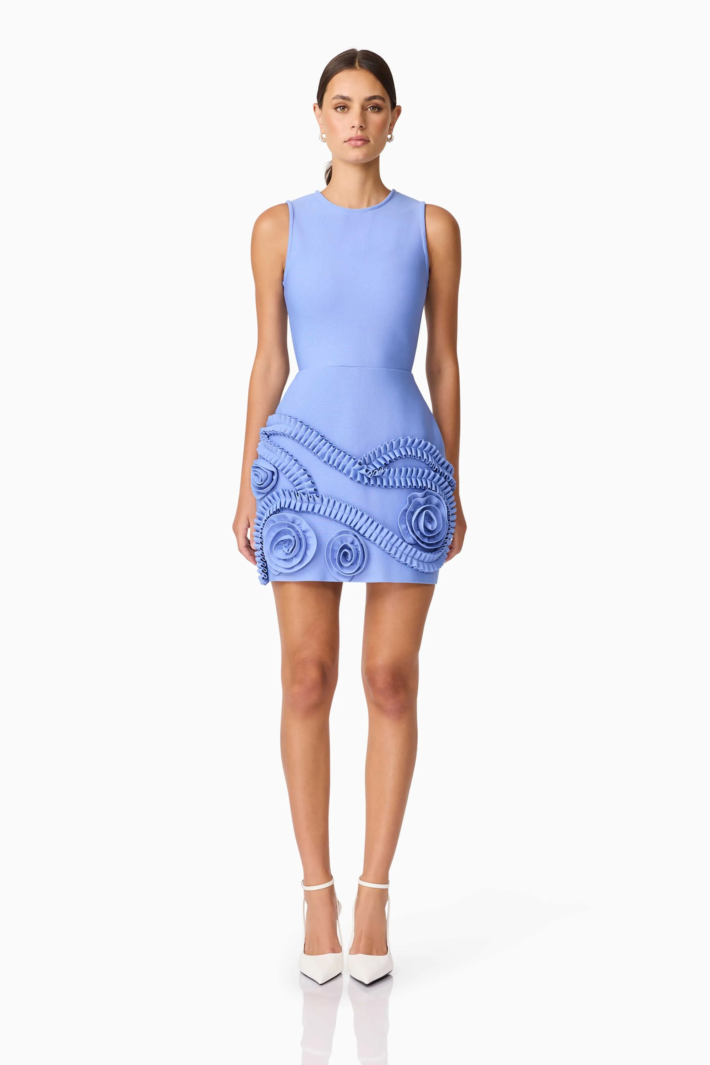 Sonya Tulip Mini Dress in Blue Soft Wear Elegant Layers