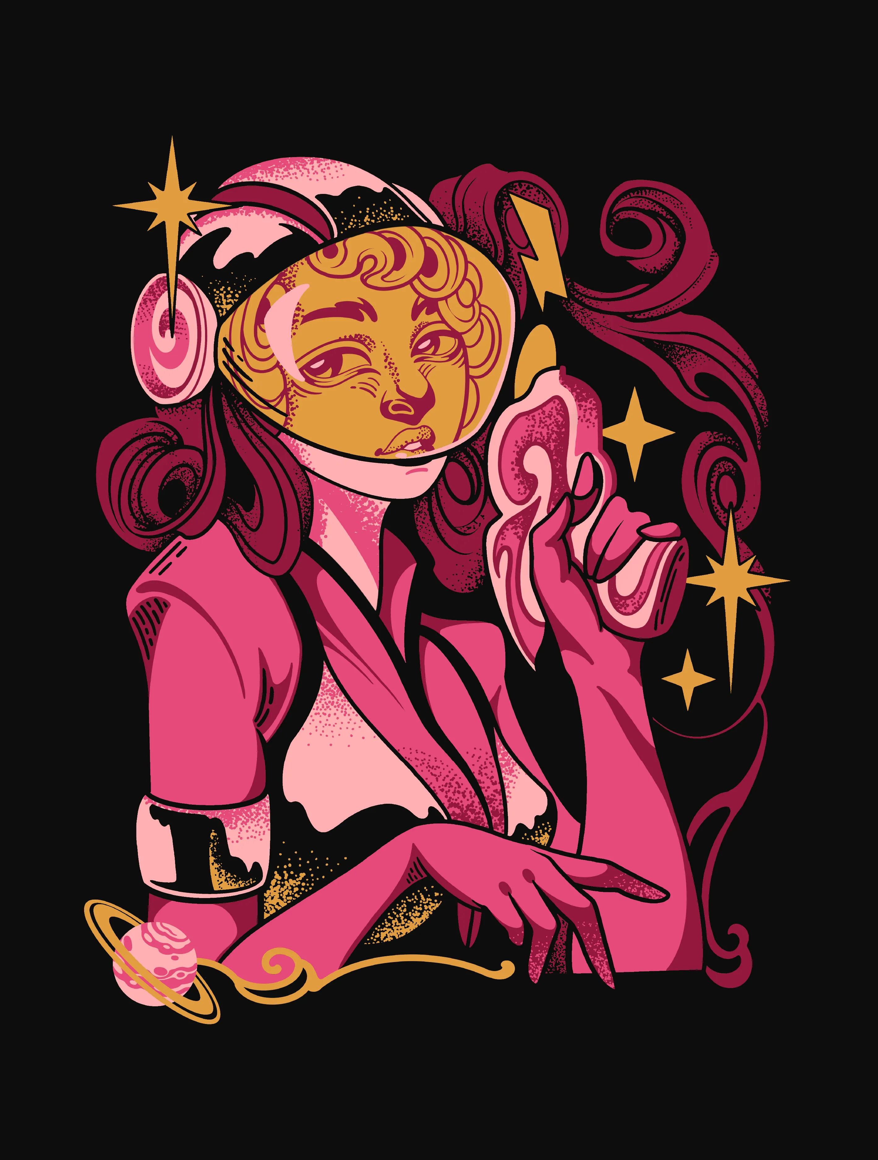 Space Gal ?? Tunic Tee Layered Collar Structure