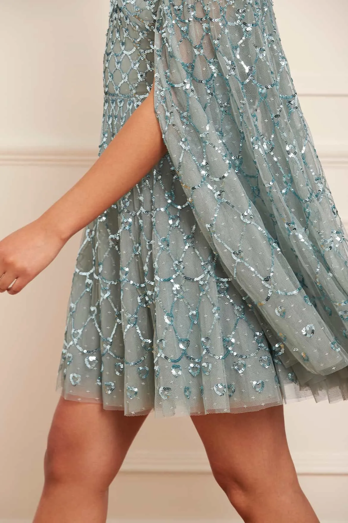 Heart Lattice Micro Mini Dress Warm Undertone