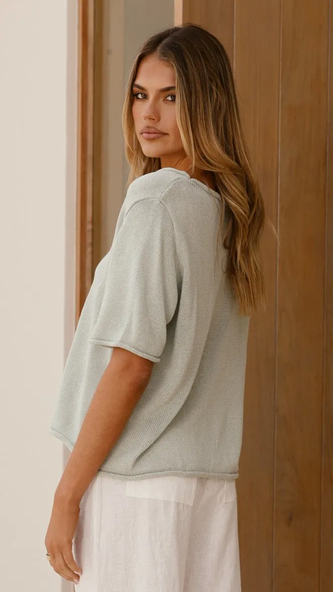 Elegant Top Drive Core Spring Scoop Neck Tee - Sage