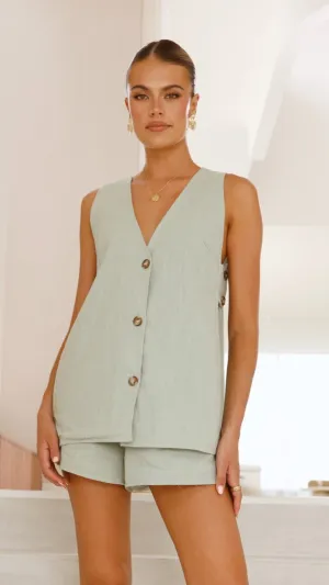 Daily Style Organic Cotton Certification Hayley Vest and Shorts Set - Sage