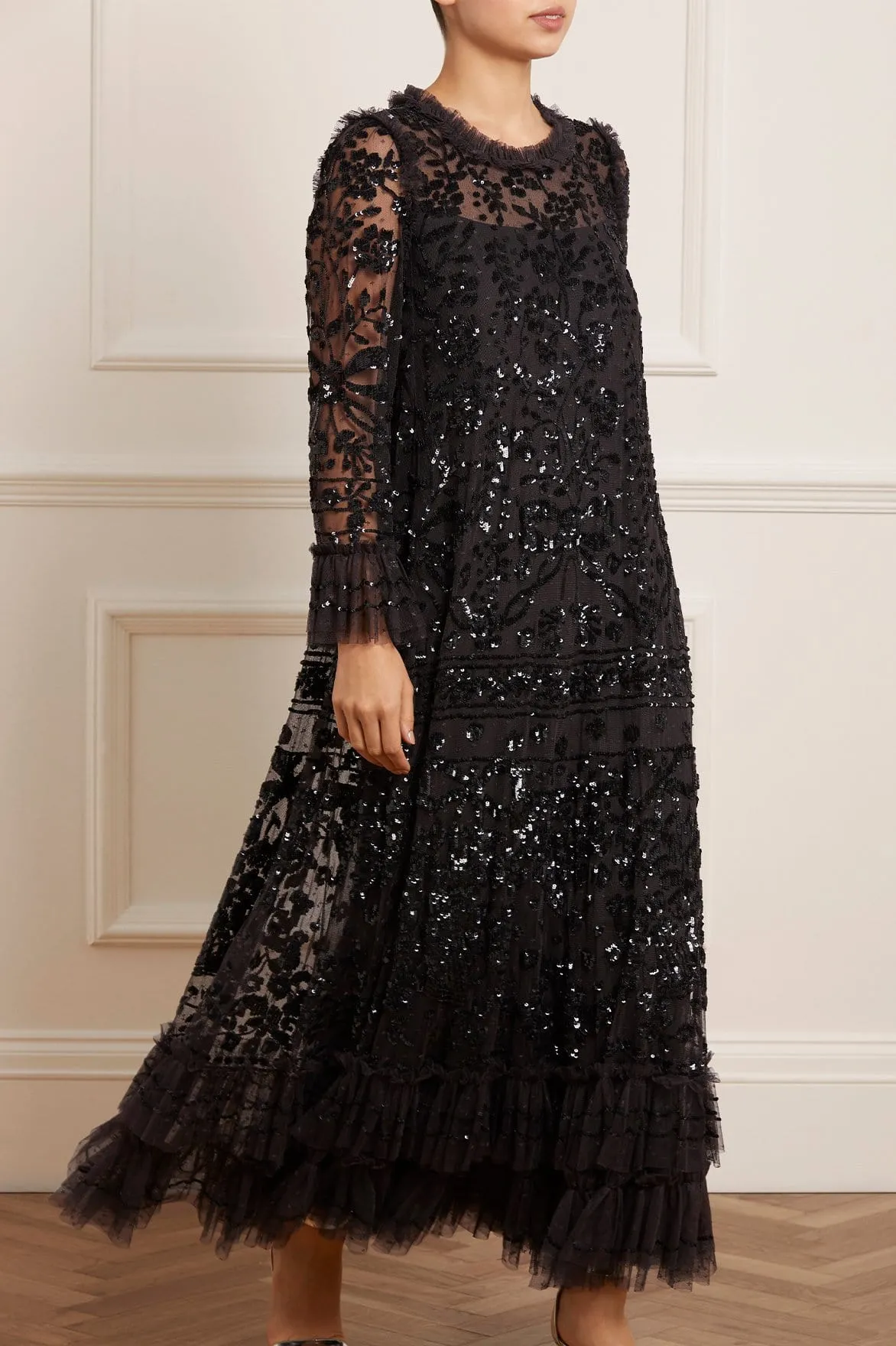 Minimal Aesthetic Timeless Beauty Celia Long Sleeve Ankle Gown