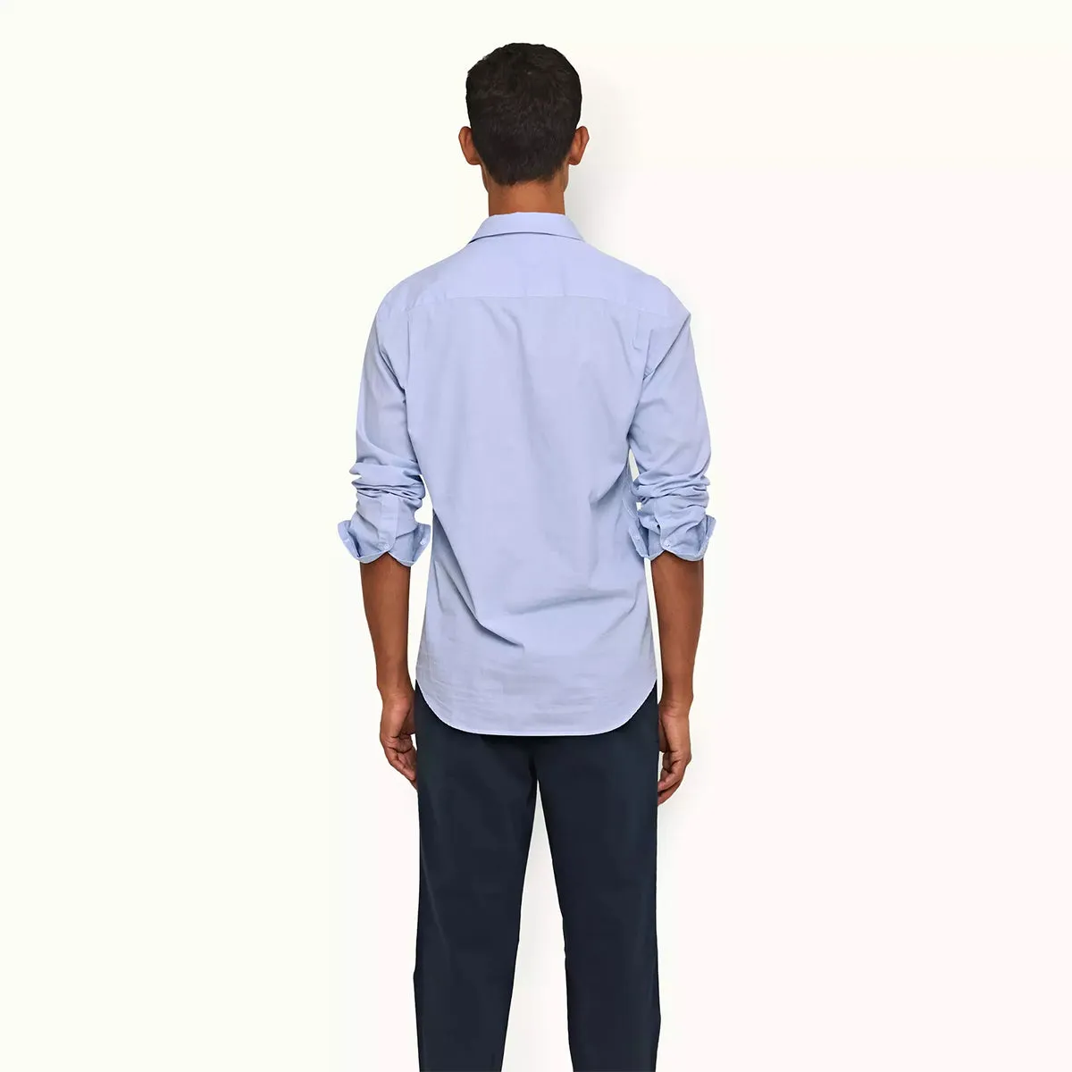 Comfortable Piece Orlebar Brown - Giles Chainstitch Shirt in Ice Blue/White