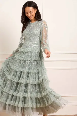 Airy Weave Elegant formal piece Blossom Lace Ankle Gown