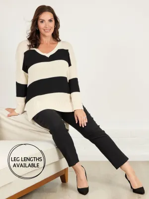 Marie FL by ROBELL Stretch Trouser - Black Smart Layering Soft Waistband