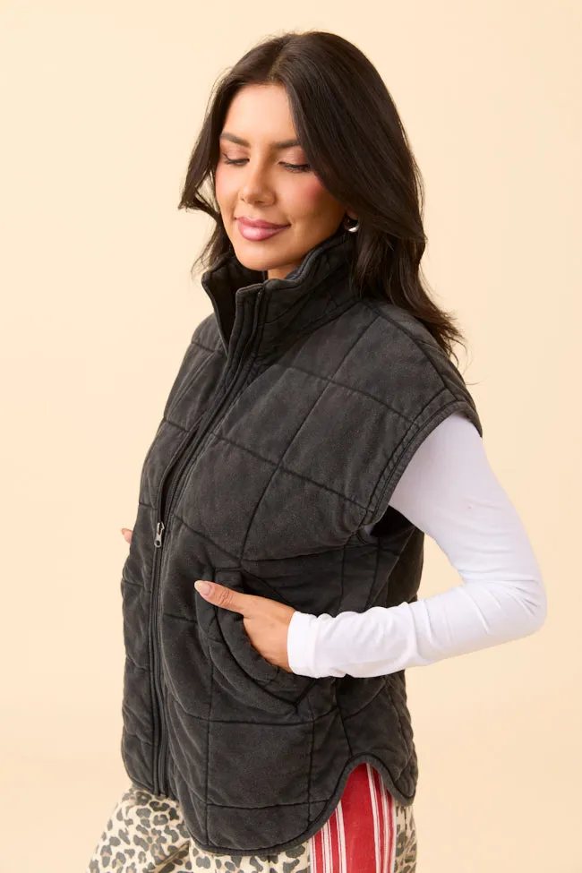 Stay Dry Interior Layered Drape Tori Black Acid Wash Vest