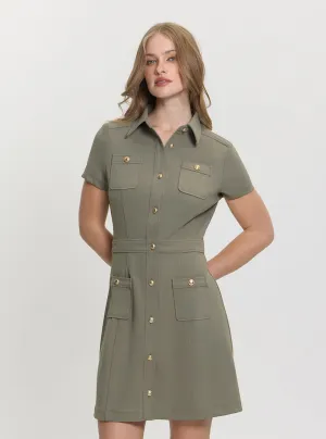 Green Elora Pockets Mini Dress Timeless Appeal
