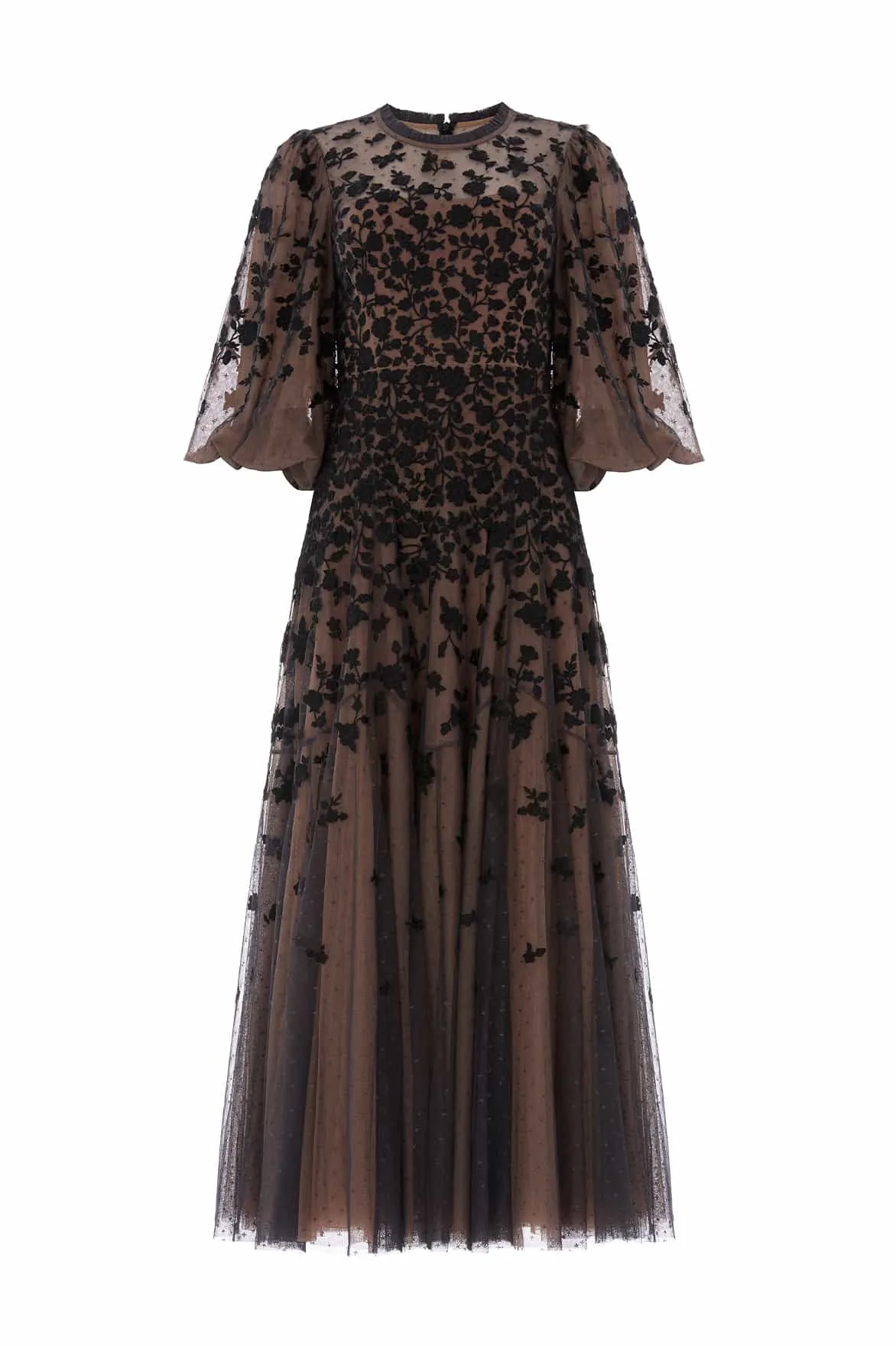 Sylvia Rose Round Neck Ankle Gown Smart Lines Texture Blend