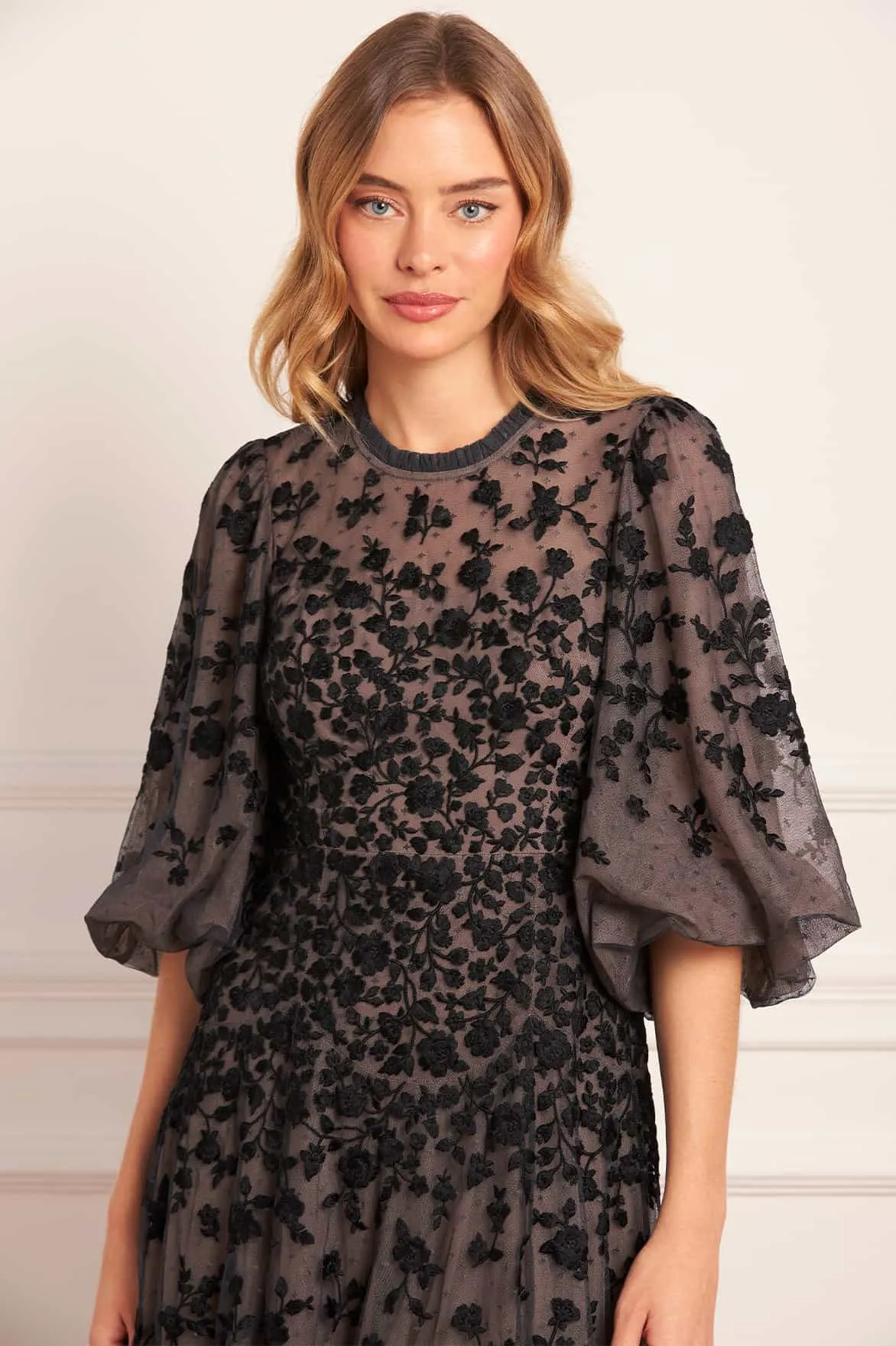 Sylvia Rose Round Neck Ankle Gown Polished Layer Wide Swing