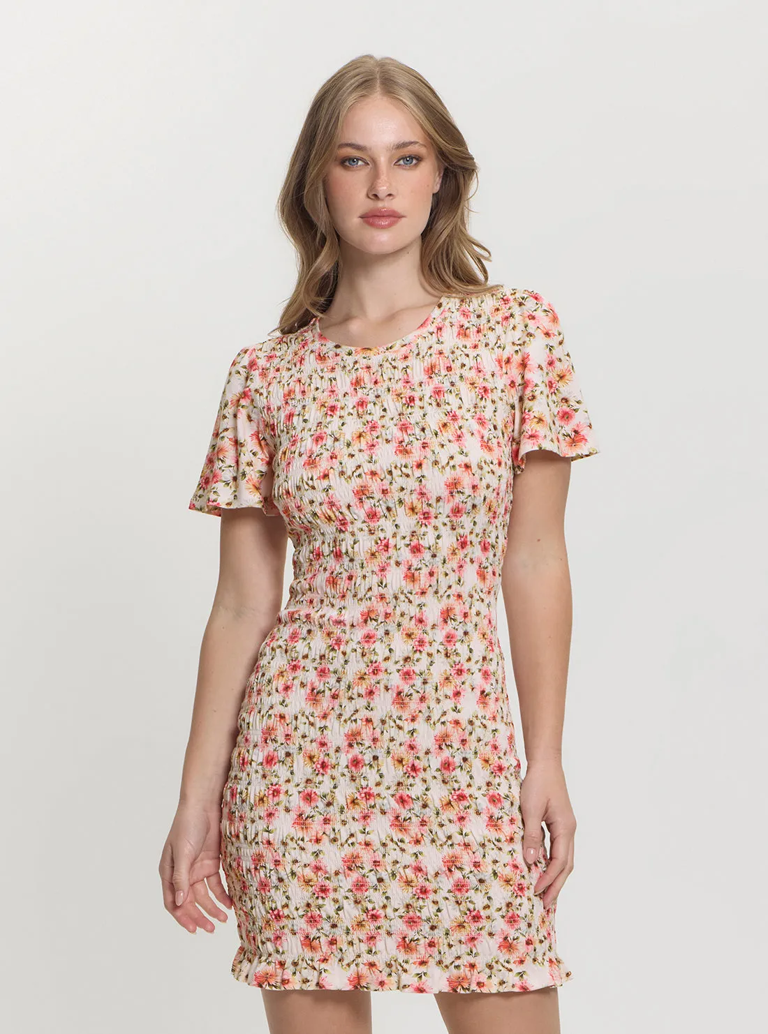 Youthful Mood Floral Multi Claire Smock Mini Dress