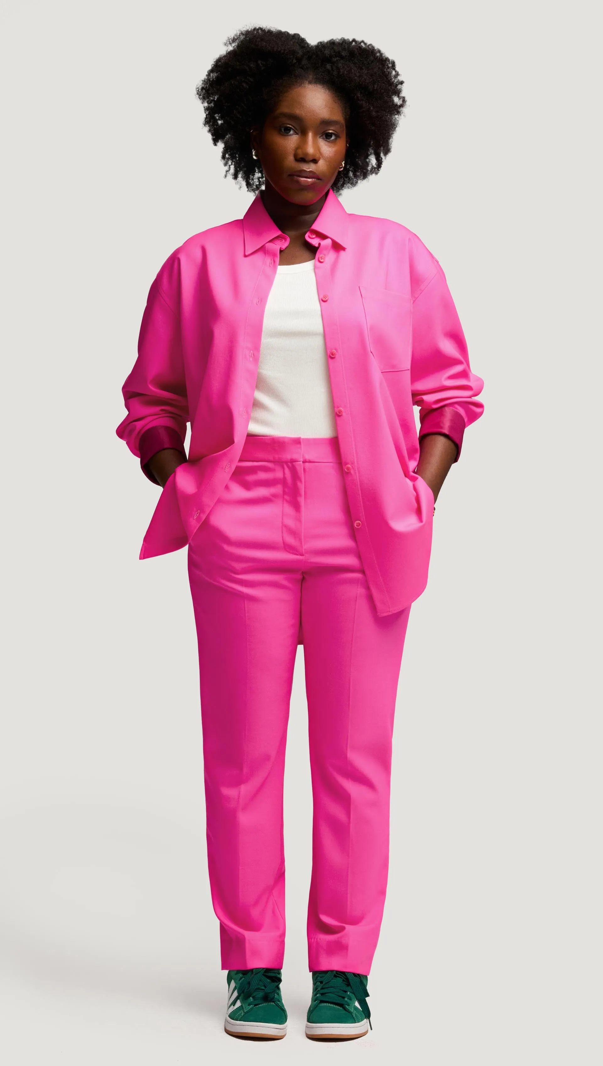 #VotingSuitsYou Trouser in Seasonless Wool | Bright Pink Anti Static Finish
